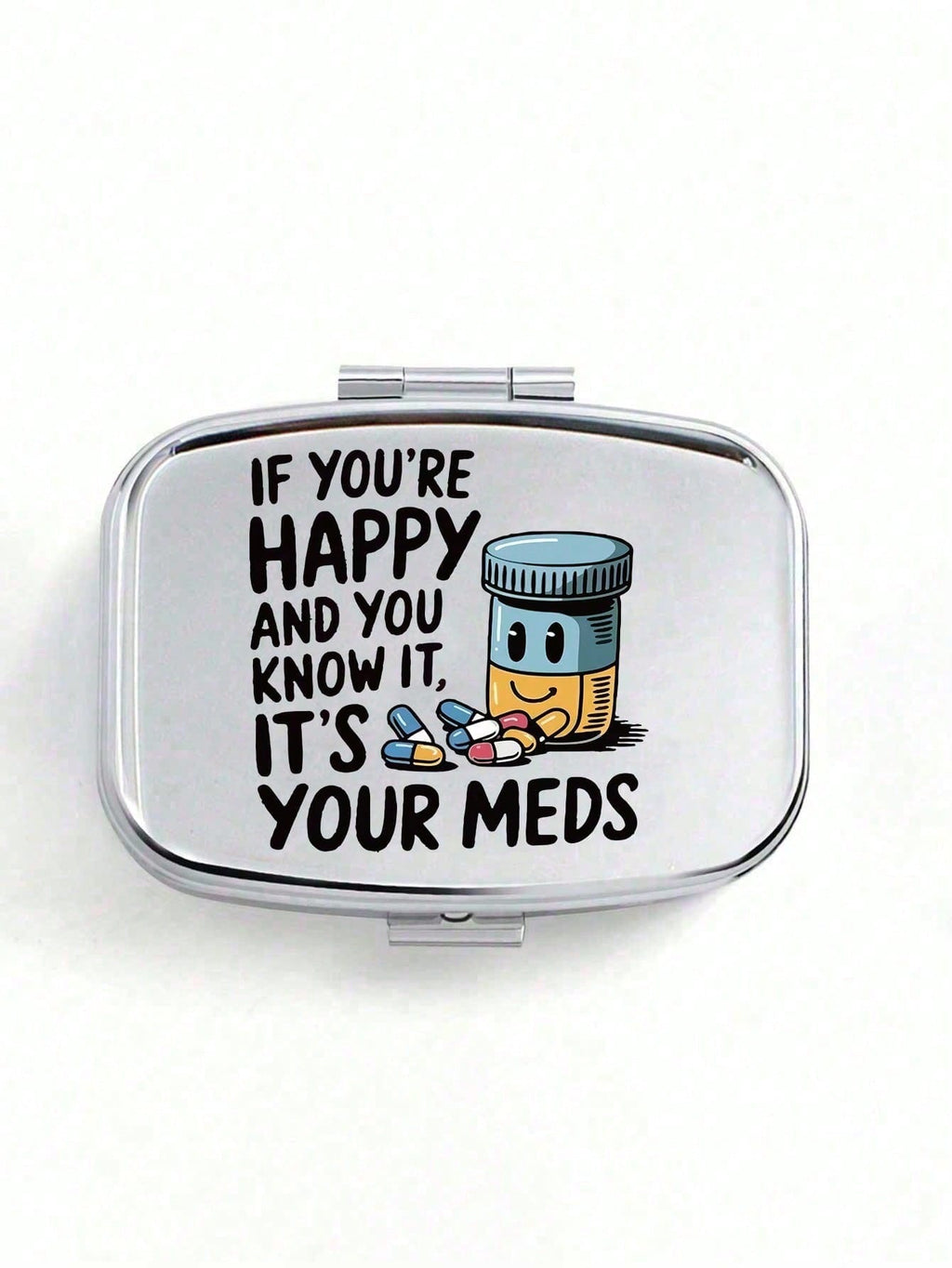 Retro Comic Dual-Compartment Travel Pill Case with Mirror