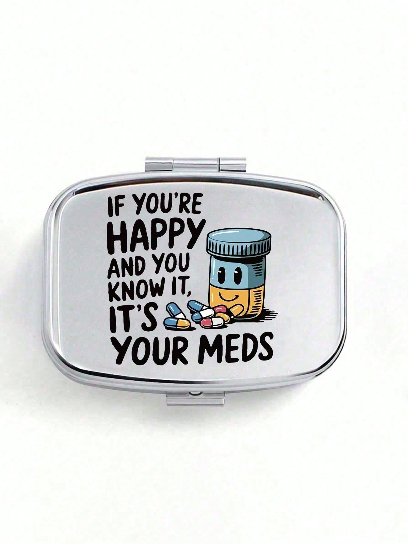 Retro Comic Dual-Compartment Travel Pill Case with Mirror