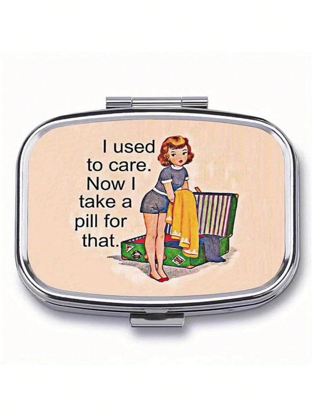 Retro Comic Dual-Compartment Travel Pill Case with Mirror