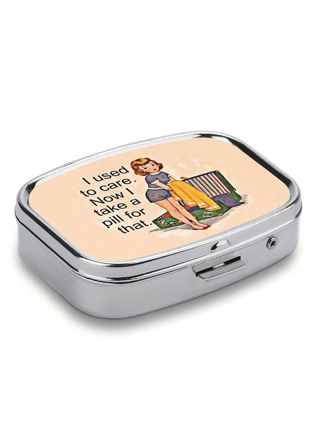 Retro Comic Dual-Compartment Travel Pill Case with Mirror