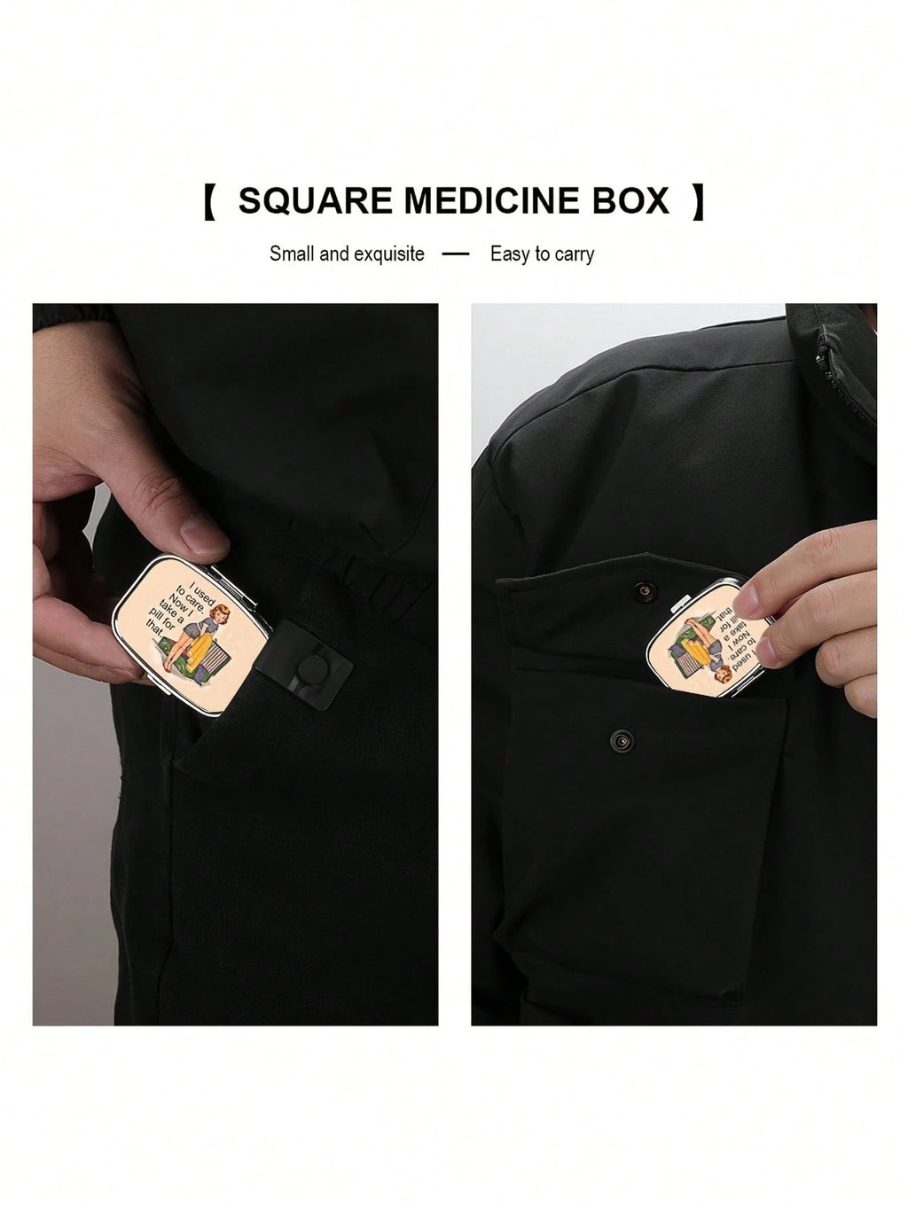 Retro Comic Dual-Compartment Travel Pill Case with Mirror